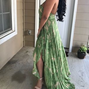 Urban outfitters green floral sexy maxi with slits